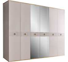 Шестистворчатый шкаф для одежды с зеркалом Rimini Solo РМШ1/6 (s) (слоновая кость)
